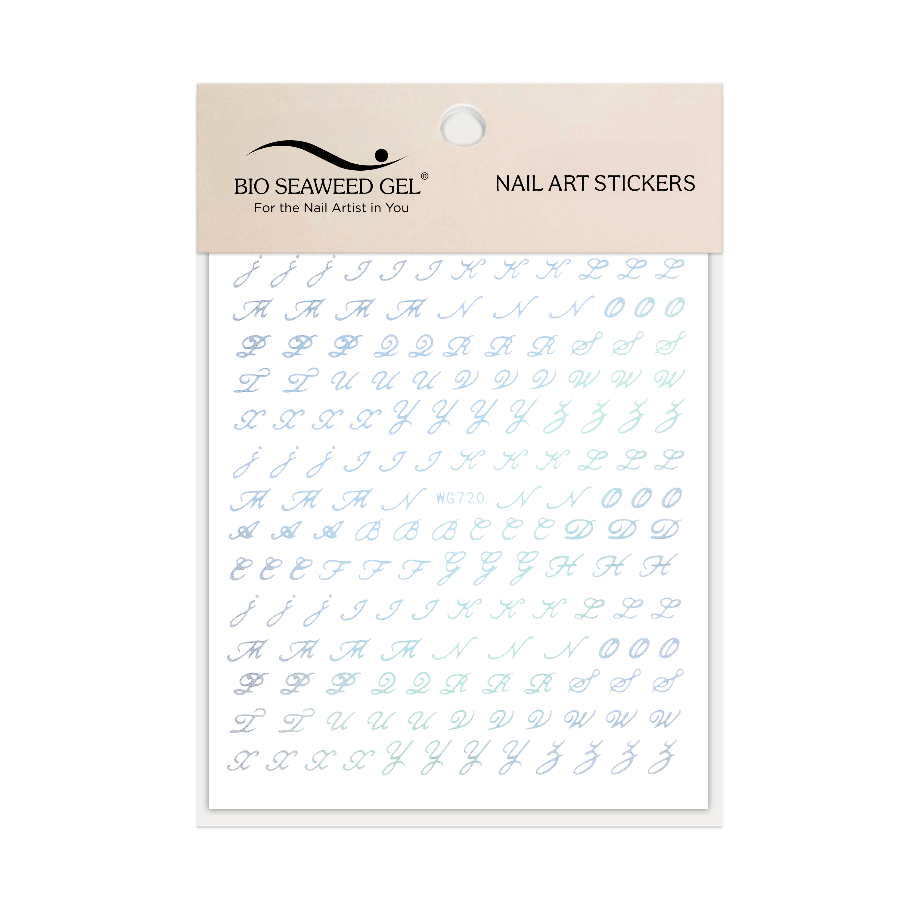 Fancy Cursive Letters Nail Art Stickers - Bio Seaweed Gel USA