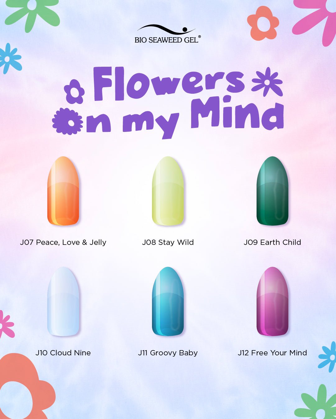 Flowers On My Mind Collection J01 - J12 - Bio Seaweed Gel USA
