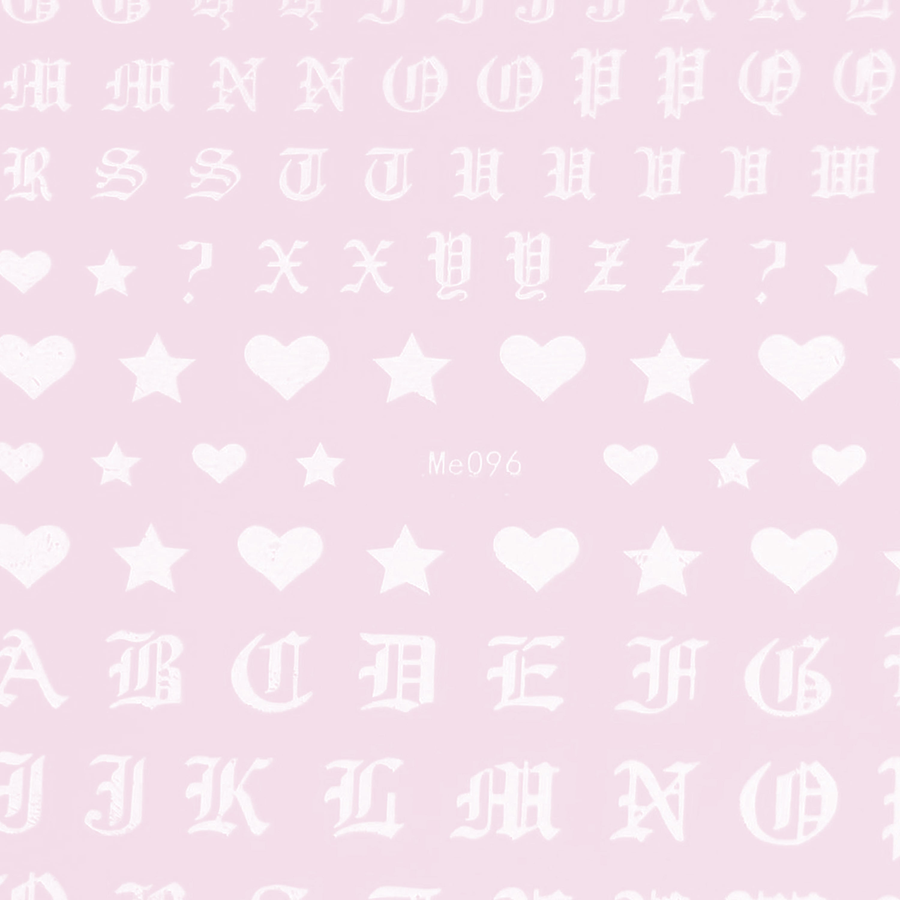 Gothic Letters with Hearts and Stars Nail Art Stickers - Bio Seaweed Gel USA